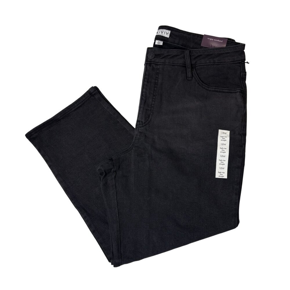 Ava & Viv Women’s Black Wash High-Rise Jeans – 18W